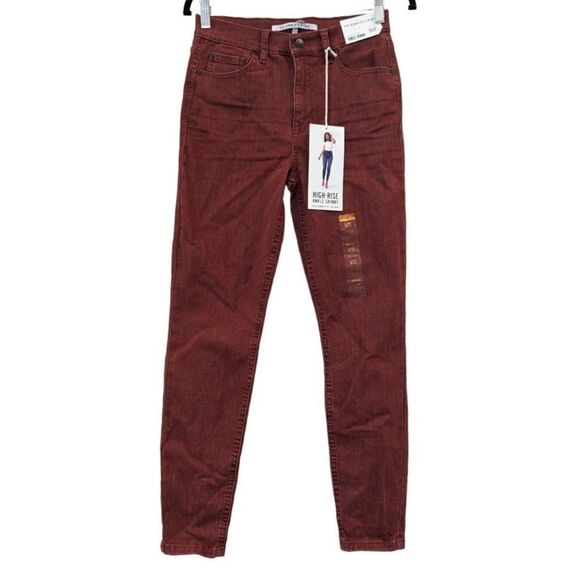 Celebrity Pink Womens Size 5/27 Brown Denim High Rise Stretch Ankle Skinny Jeans - Picture 1 of 10